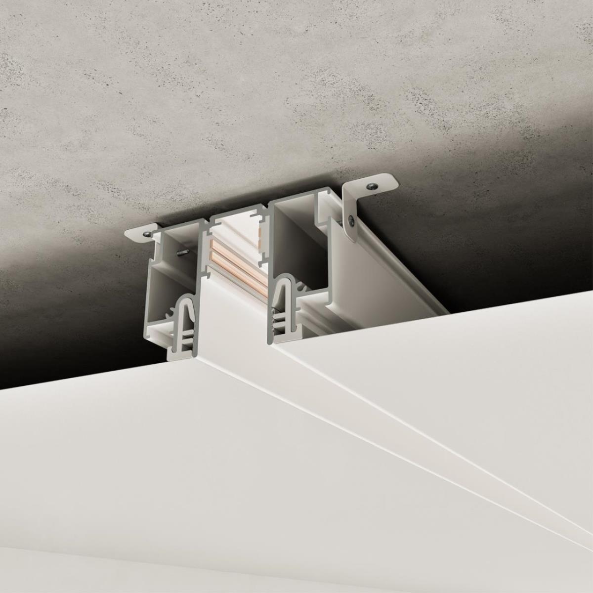 Трековые систем Шинопровод для монтажа в натяжной потолок 3м (CLAMP) Novotech Flum Clamp For… белый алюминий — фото 2