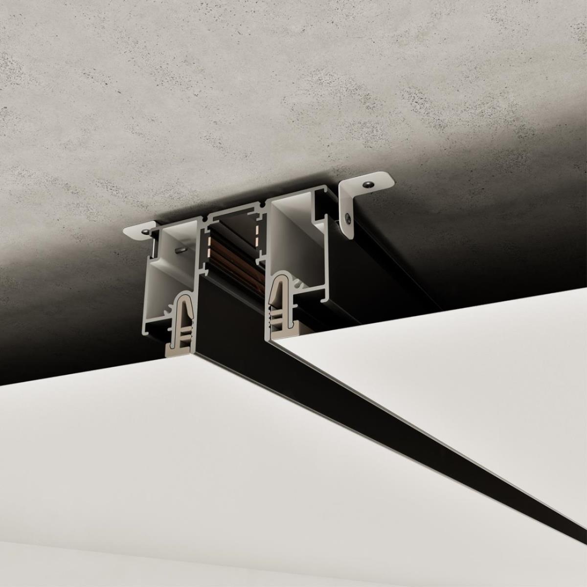 Трековые систем Шинопровод для монтажа в натяжной потолок 3м (CLAMP) Novotech Flum Clamp For… черный алюминий — фото 2