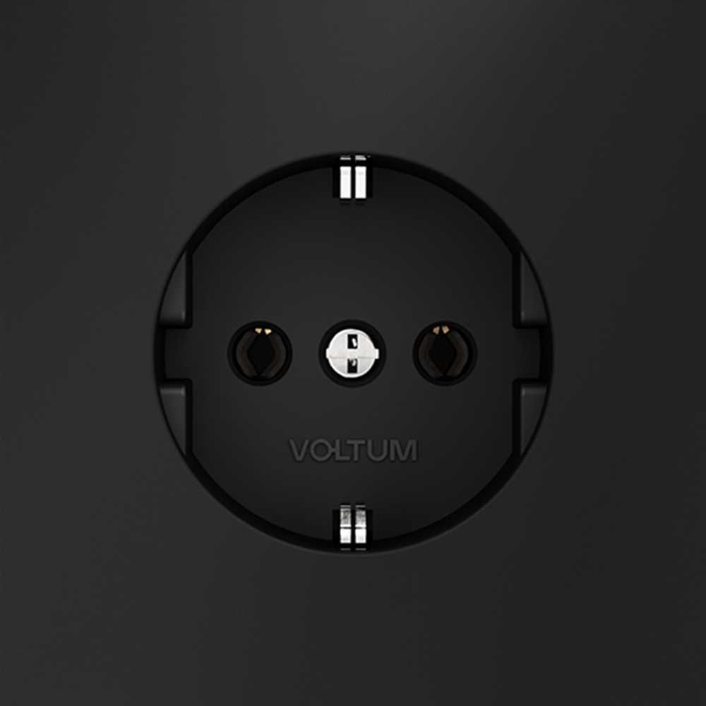 Электротовар Розетка встраиваемая Voltum S70 с заземлением 16А, (черный матовый) VLS040108 черный поликарбонат — фото 4