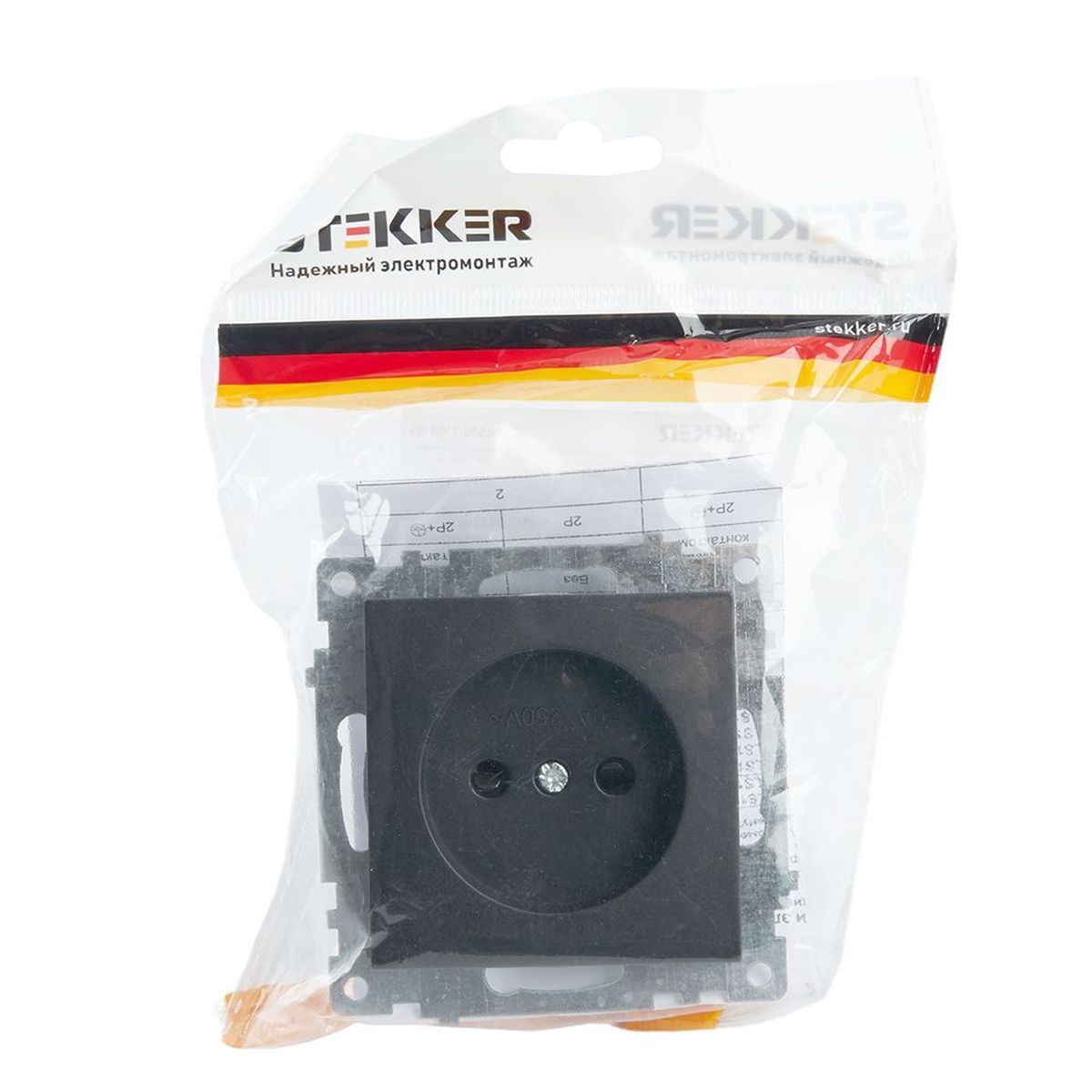 Электротовар Розетка 2P Stekker Катрин со шторками черный GLS10-7109-05 39609 черный поликарбонат / латунь — фото 2