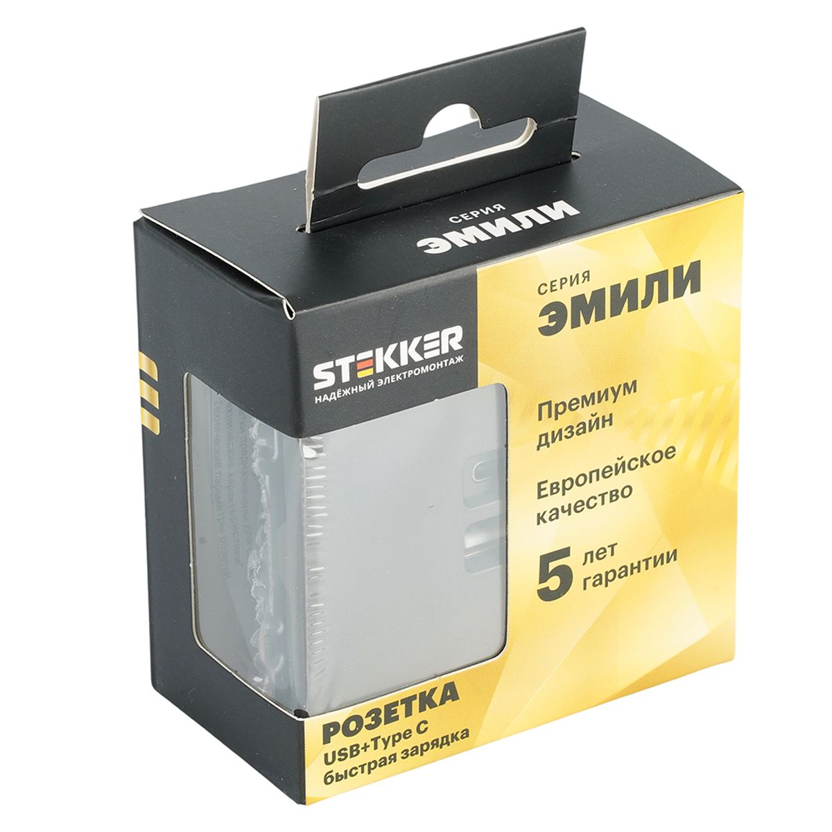 Электротовар Розетка 2-местная USB + Type C (механизм), Stekker, 250В, 20W Эмили, RST10-5115-09,… серый поликарбонат / латунь / металлические / металл — фото 2