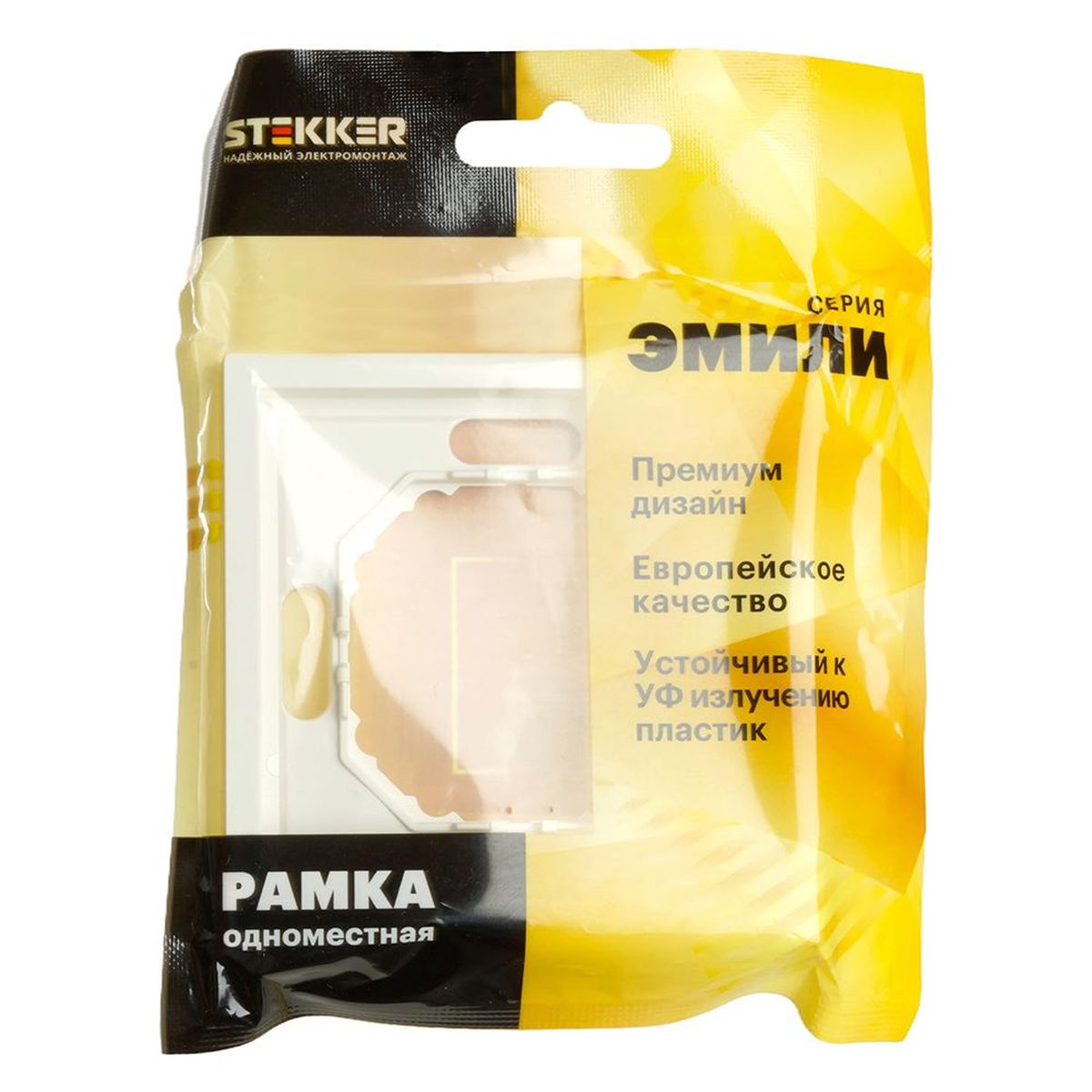 Электротовар Рамка 1-постовая Stekker Эмили белый фарфор PFR00-5001-01 49884 белый поликарбонат — фото 3