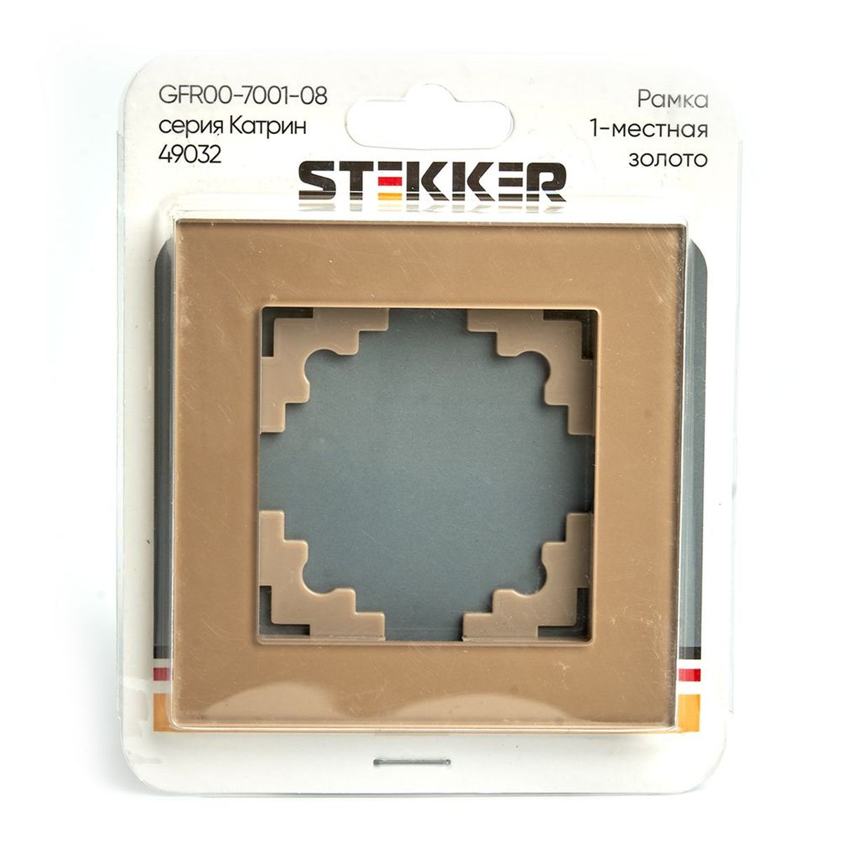 Электротовар Рамка 1-постовая Stekker Катрин золото GFR00-7001-08 49032 золото стеклянные / пластик — фото 3