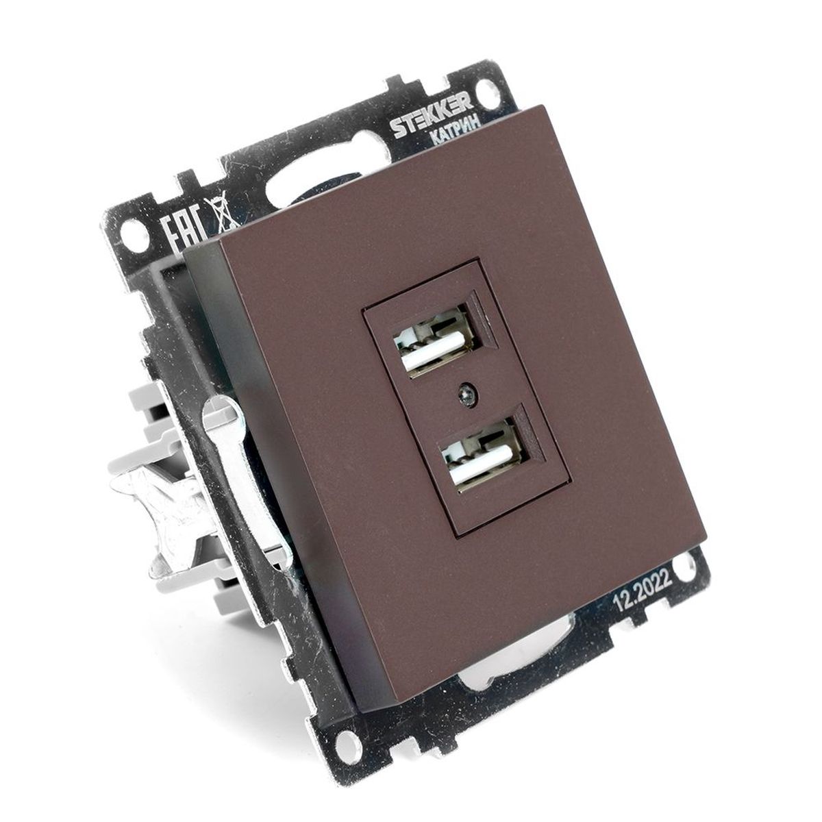 Электротовар Розетка двухместная USB Stekker Катрин шоколад GLS10-7115-04 49027, Коричневый коричневый поликарбонат / латунь — фото 6