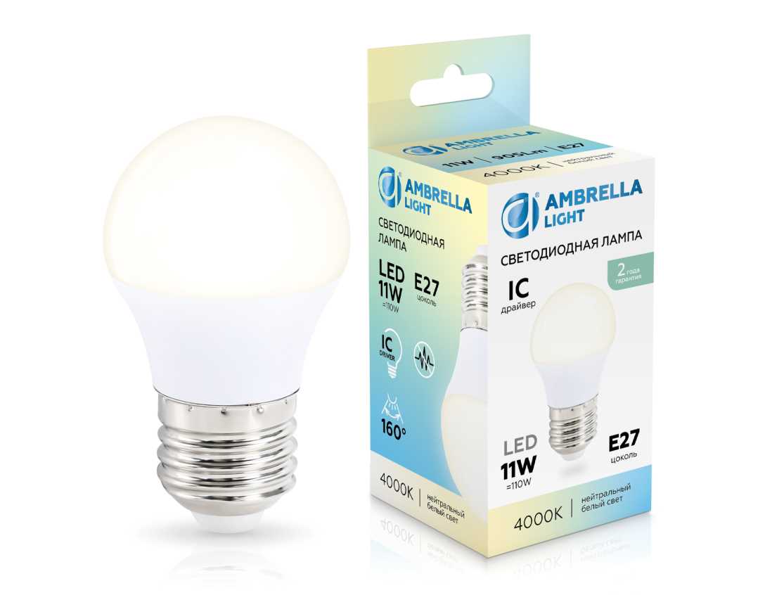 Лампочк Лампа светодиодная Шар G45 Ambrella light Bulding — фото 2