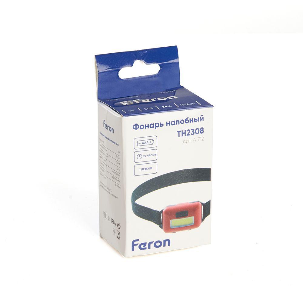 Уличное освещение Налобный светодиодный фонарь Feron TH2308 на батарейках 50х40 150 лм 41712, Красный красный пластиковые / пластик — фото 2
