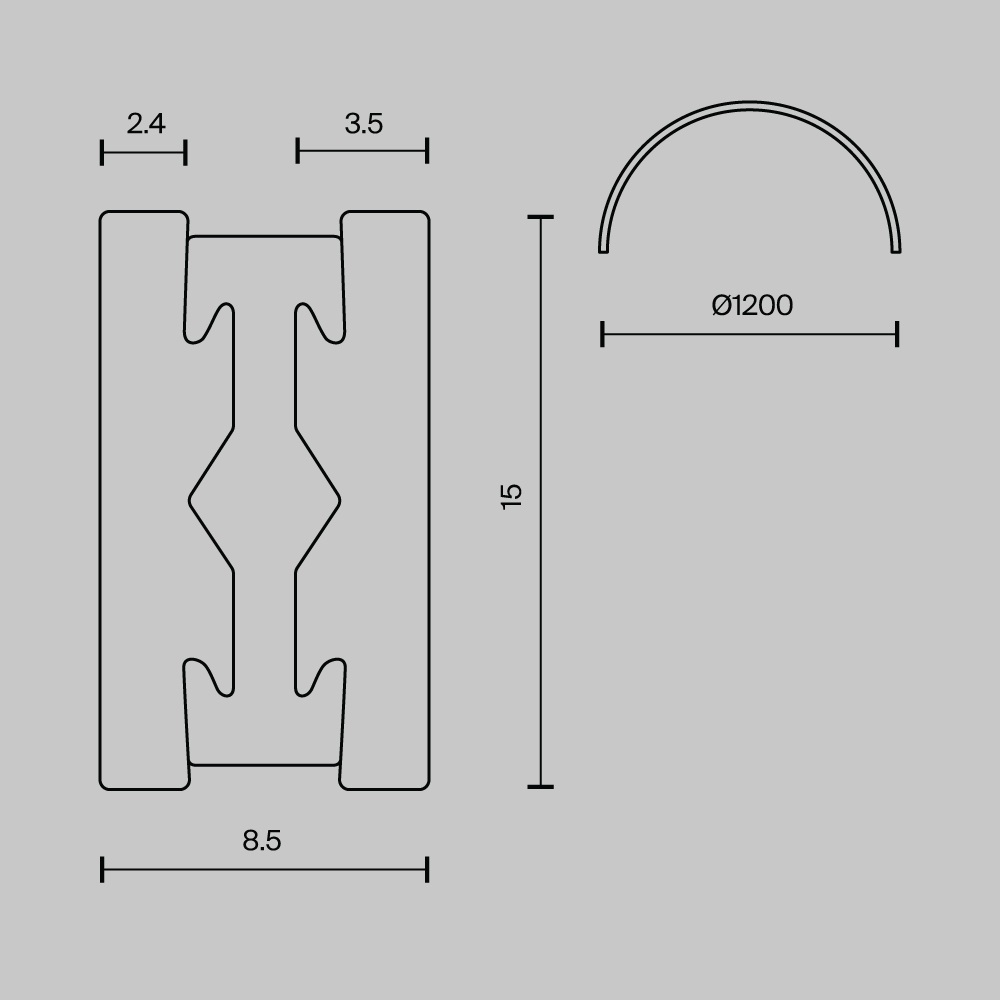 Трековые систем Шинопровод круглый из полукругов 1200мм Maytoni Technical FLARITY Busbar trunkings… черный алюминий — фото 6