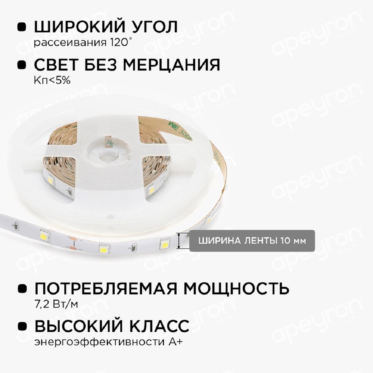 Светодиодные лент Светодиодная лента Apeyron m 30LED m 5050SMD холодный, Белый белый пластиковые — фото 4