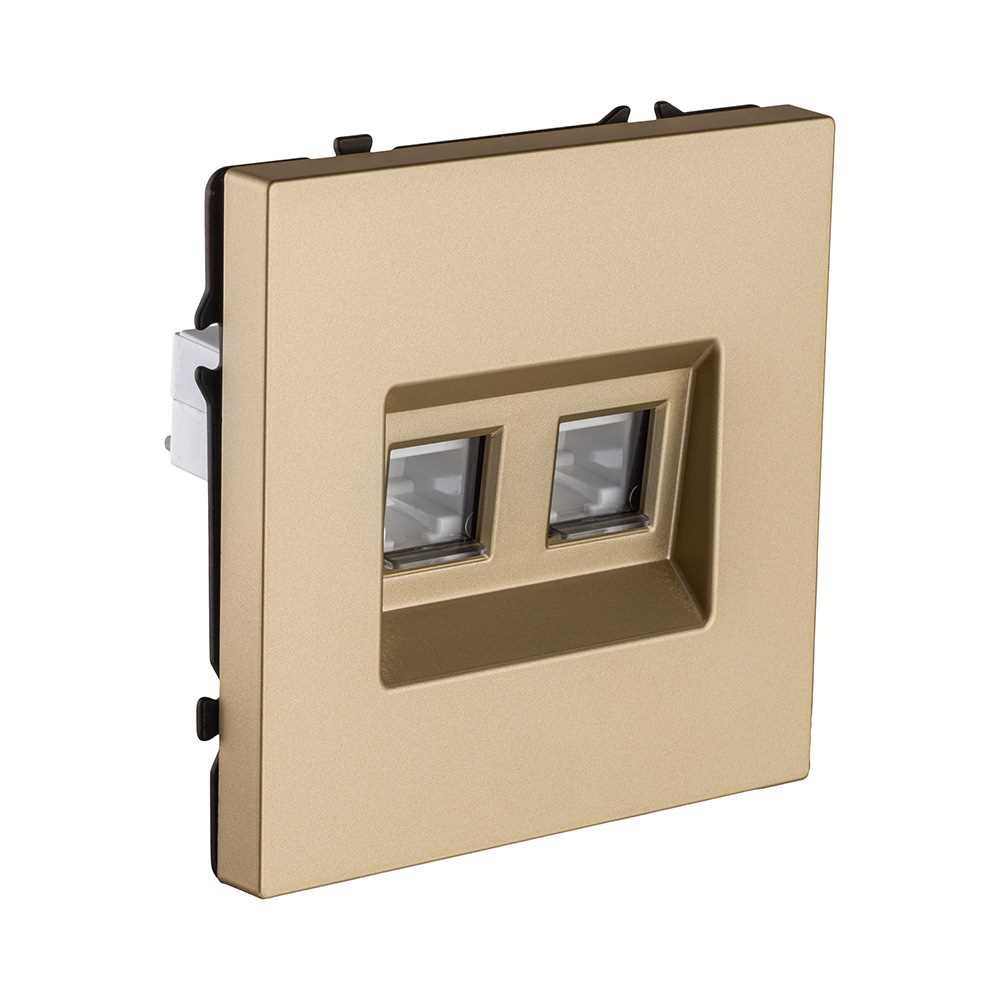 Электротовар Розетка двойная Ethernet RJ45 Cat.6, золотой Kollinger Eclipse EC-018GD золото — фото 2