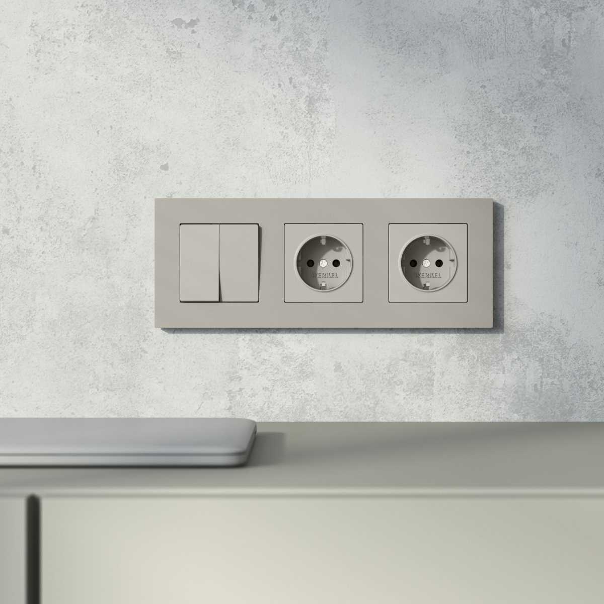 Электротовар Рамка на 3 поста Werkel Slab дымчатый софт W0032917 a071626, Серый серый поликарбонат — фото 4