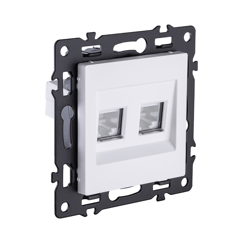 Электротовар Розетка двойная Ethernet RJ45 Cat.6, белый Kollinger Asthetik AS-018WH белый — фото 2