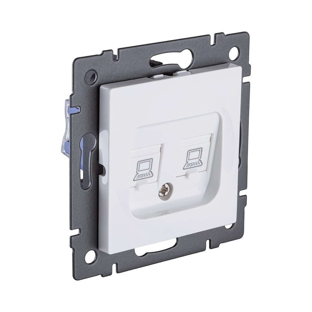 Электротовар Розетка двойная Ethernet RJ45 Cat.5, белый Kollinger REA-015WH для Aspekt, Eleganz,… белый — фото 2
