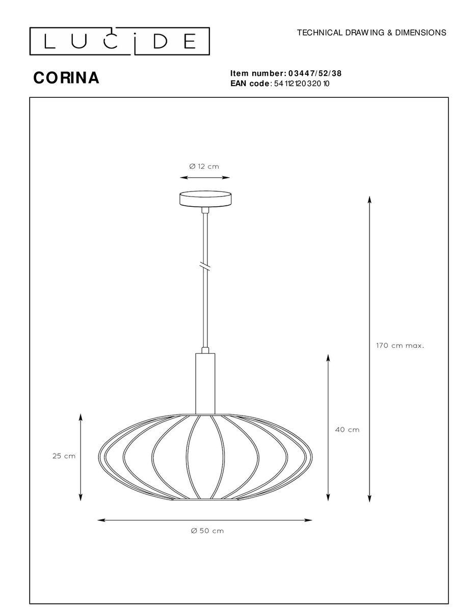 Подвесные светильник Светильник Corina 03447 52 38, Кремовый кремовый текстильные / металл / ткань — фото 2