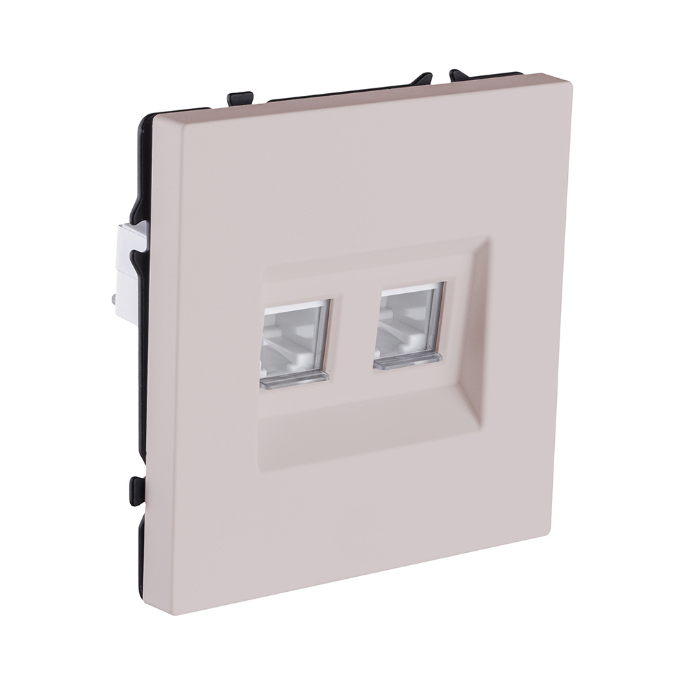 Электротовар Розетка двойная Ethernet RJ45 Cat.6, кашемир матовый Kollinger Eclipse EC-018CM бежевый — фото 2