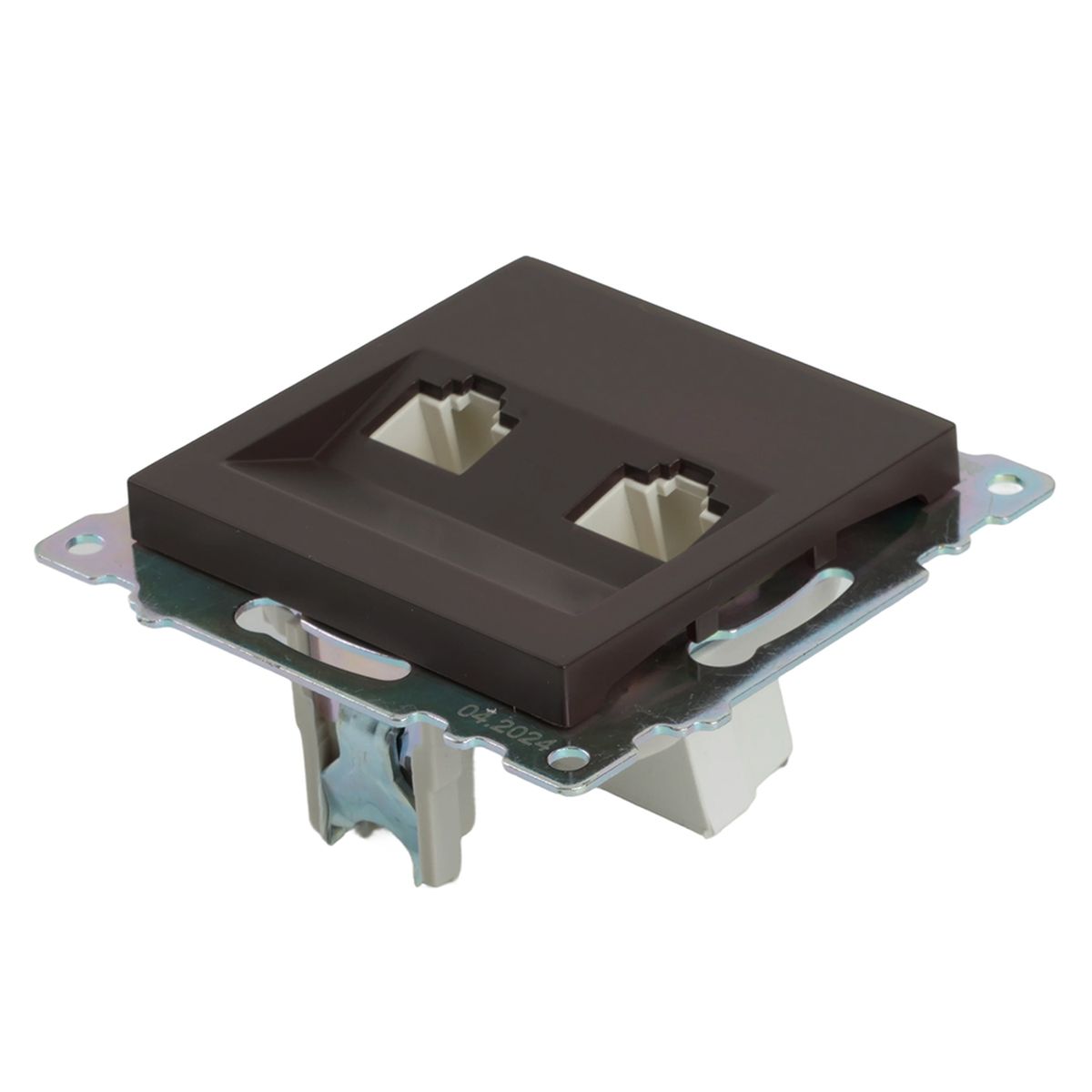 Электротовар Розетка компьютерная 2-местная RJ-45 (механизм) Stekker GLS00-7109-04 Катрин,… коричневый поликарбонат / латунь — фото 6