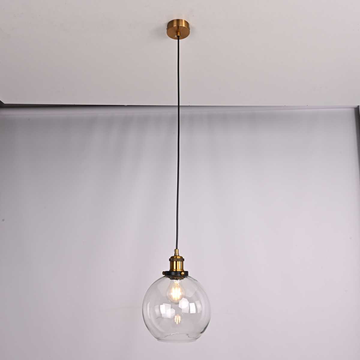 Подвесные светильник Светильник Clear Glass Sphere Cloche, Бронза бронза металлические / металл / стекло — фото 2