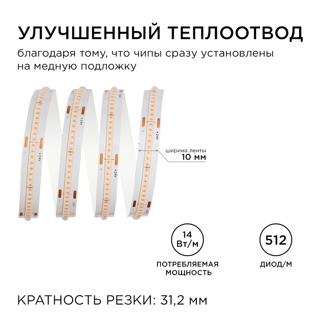 Светодиодные лент Светодиодная лента Apeyron m 512LED m COB фиолетовый 2M 206ОО — фото 5