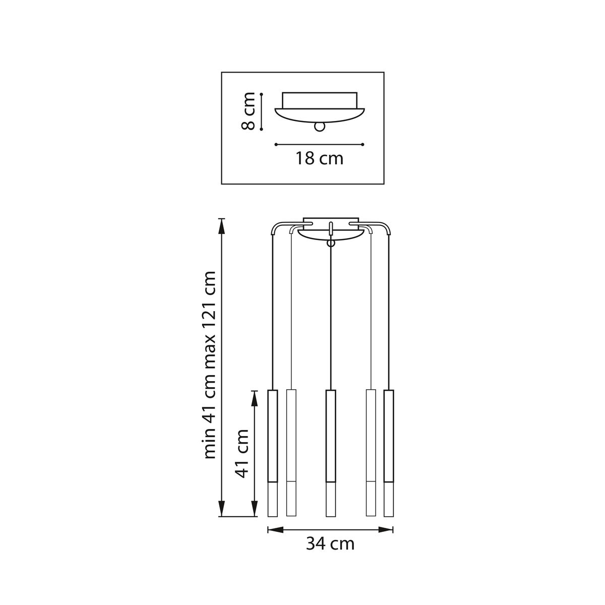 Светильник Комплект с подвесной люстрой Lightstar Tubo (574723+747133 (5шт), Золото в стиле минимализм золото металлические / металл / металл, акрил — фото 2
