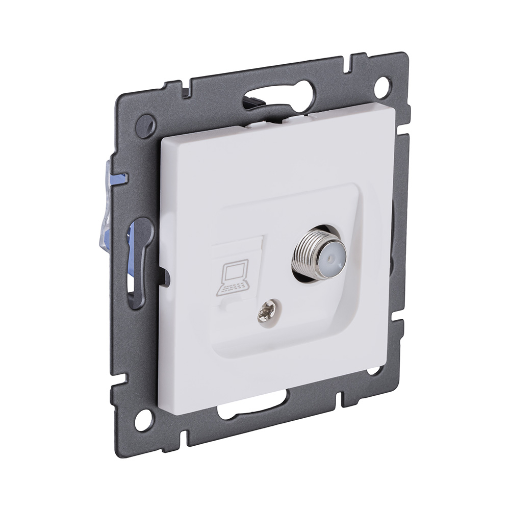 Электротовар Розетка двойная спутниковая SAT + RJ45 Cat.6, белый матовый Kollinger REA-014WM для… белый — фото 2