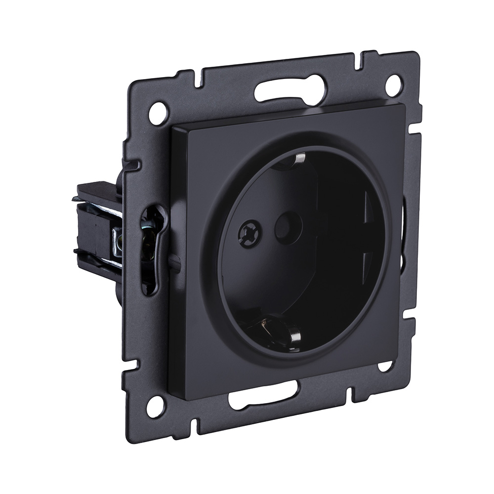 Электротовар Розетка штепсельная SCHUKO 16A / 250 В, черный матовый Kollinger REA-002BM для… черный — фото 2