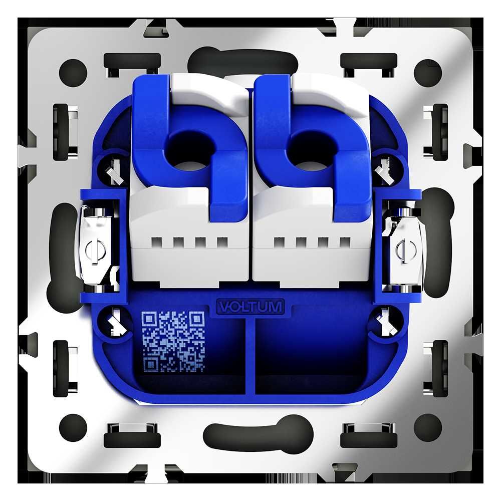 Электротовар Розетка компьютерная встраиваемая Voltum S70 двойная RJ45+RJ45 кат.6, (графит)… серый поликарбонат — фото 5