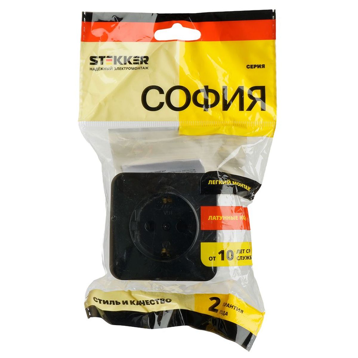 Электротовар Розетка 2P+PE Stekker София черный матовый MST16-11-05 49494 черный abs-пластик — фото 4
