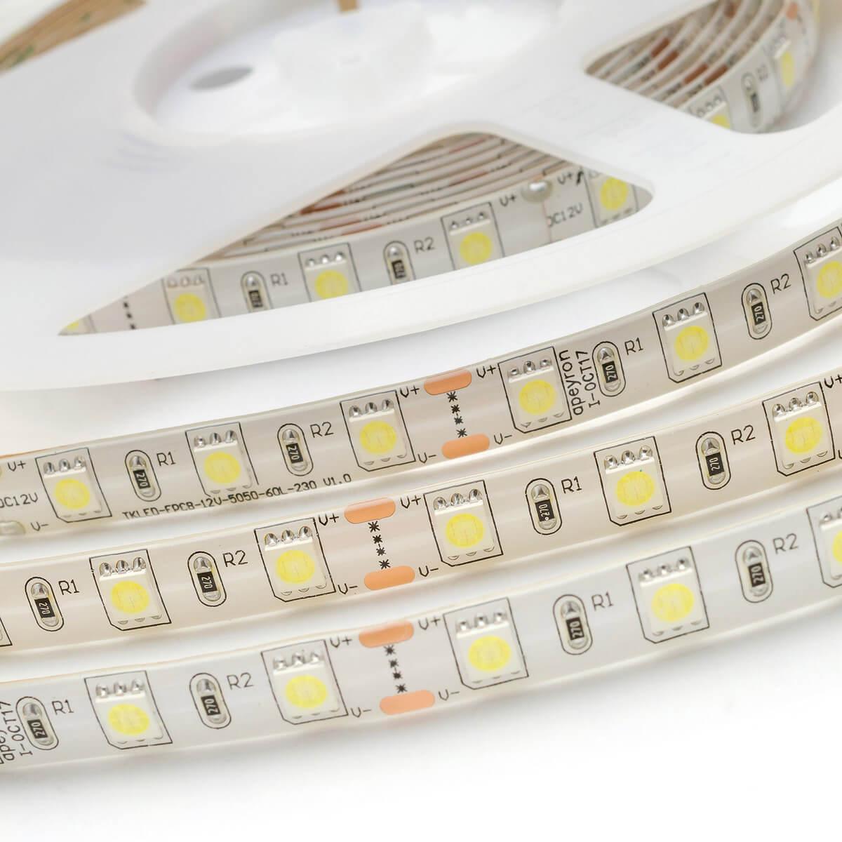 Светодиодные лент Светодиодная влагозащищенная лента Apeyron m 60Led m 5050SMD холодный белый 1M 259BL пластиковые — фото 2
