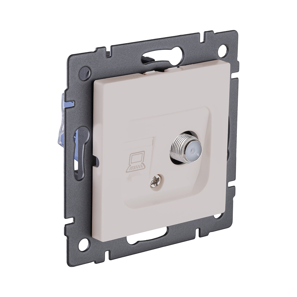 Электротовар Розетка двойная спутниковая SAT + RJ45 Cat.6, кашемир матовый Kollinger REA-014CM… бежевый — фото 2