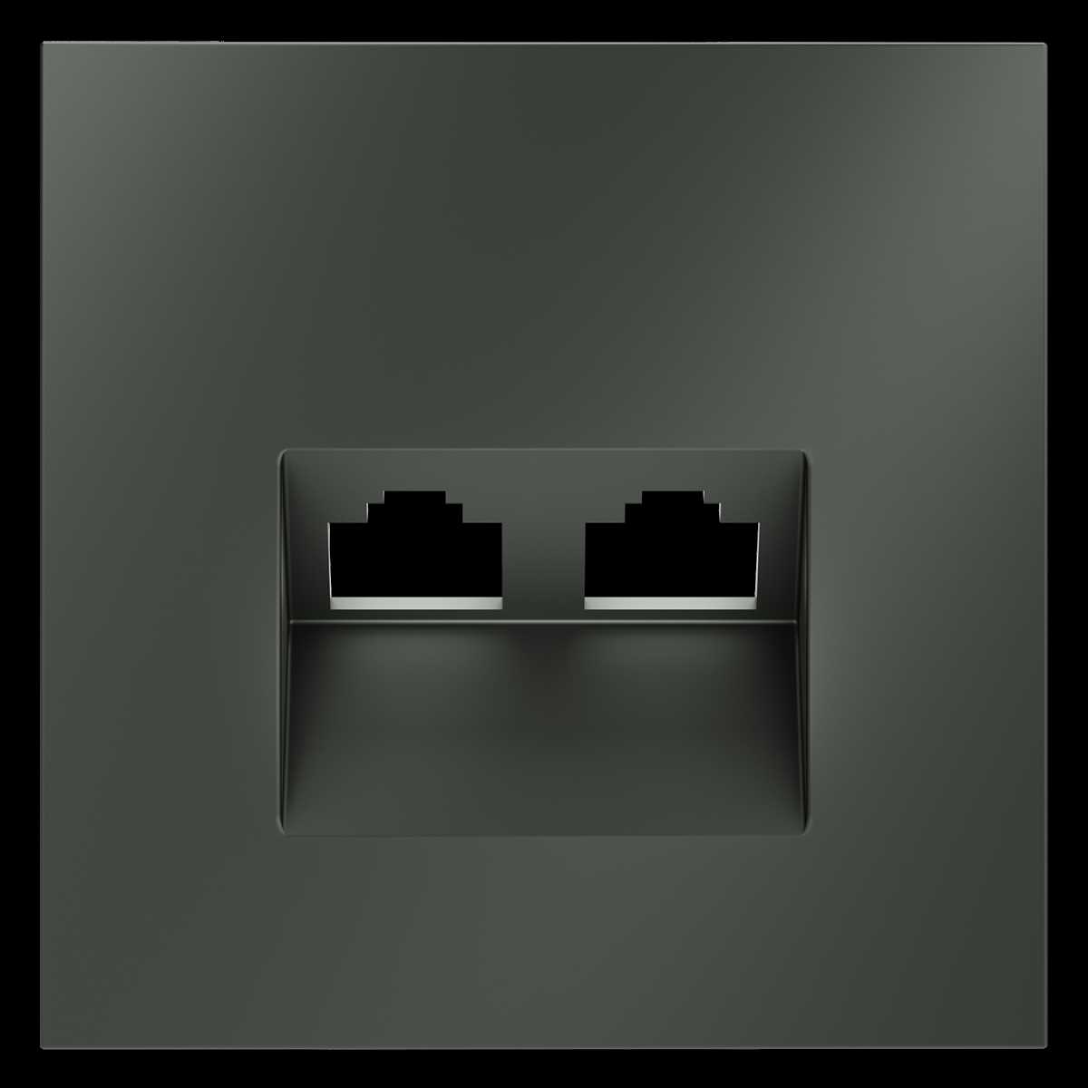 Электротовар Накладка для розетки компьютерной двойной RJ45+RJ45 кат.6, S70 (титан) Voltum… поликарбонат — фото 2