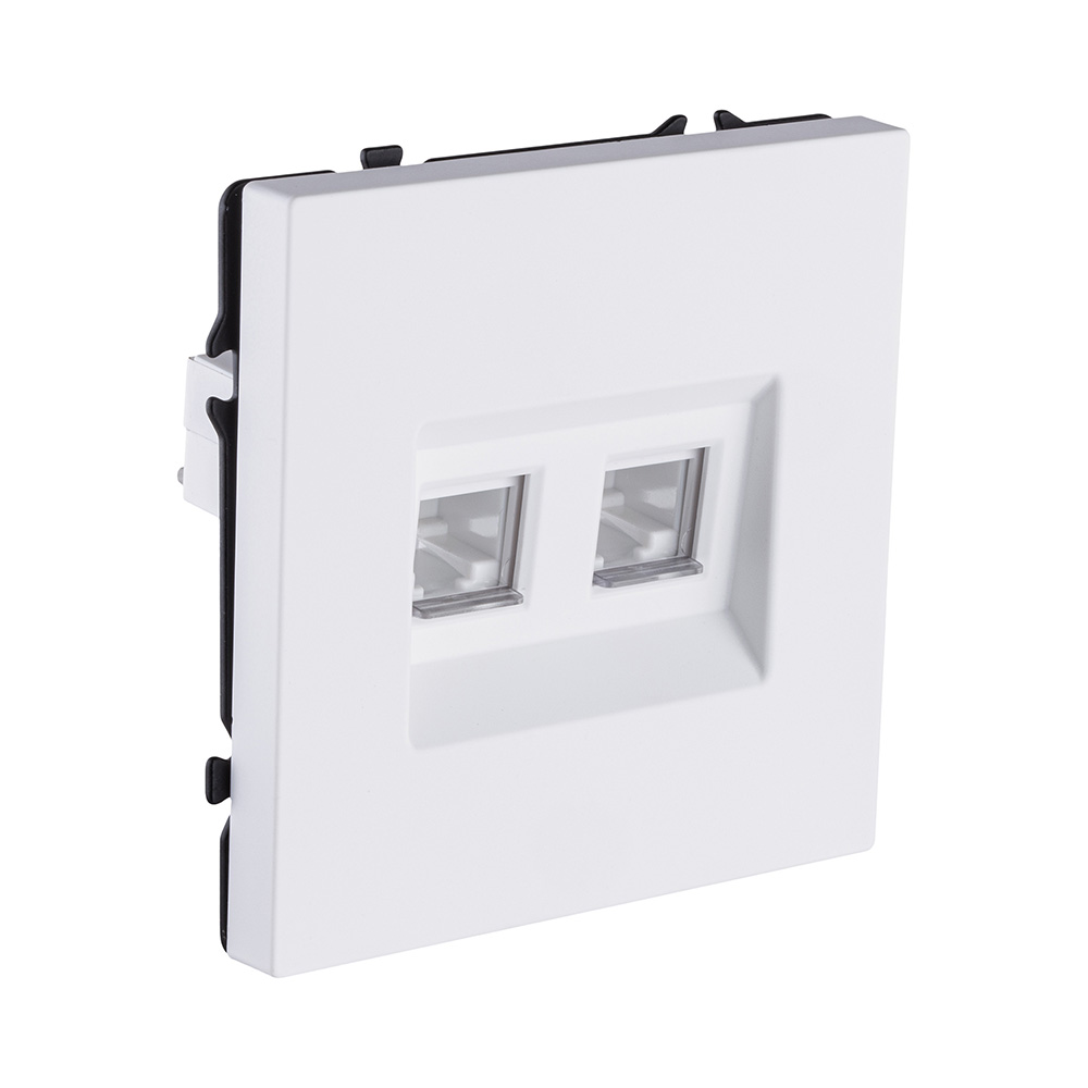 Электротовар Розетка двойная Ethernet RJ45 Cat.6, белый матовый Kollinger Eclipse EC-018WH белый — фото 2