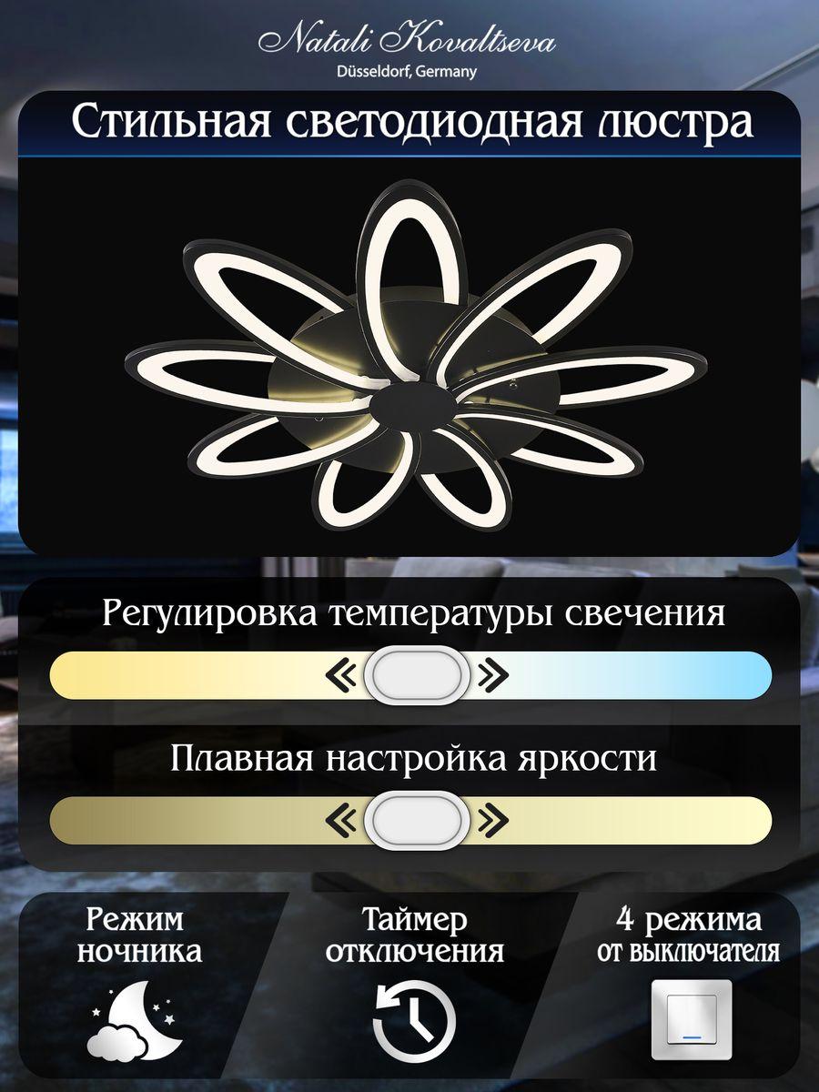 Потолочная люстра Потолочная светодиодная люстра Natali Kovaltseva High-Tech Lamps 82009 Black, Белый белый пластиковые / металл / акрил — фото 2