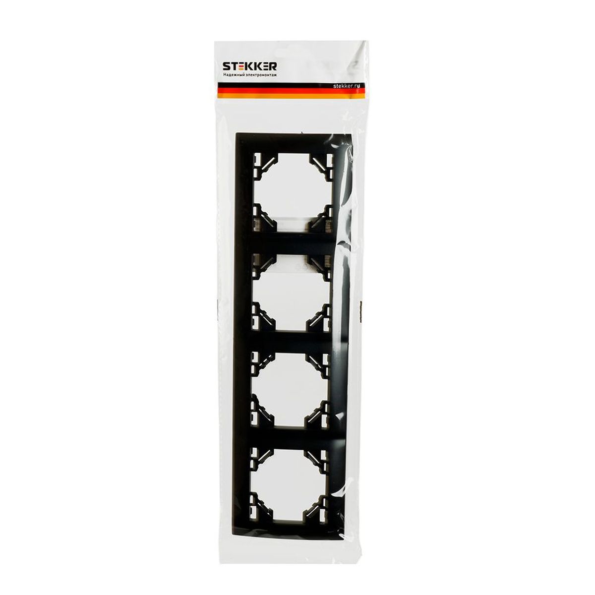 Электротовар Рамка 4-постовая Stekker Эрна Элегант черный PFR00-9014-03 49664 черный abs-пластик — фото 4