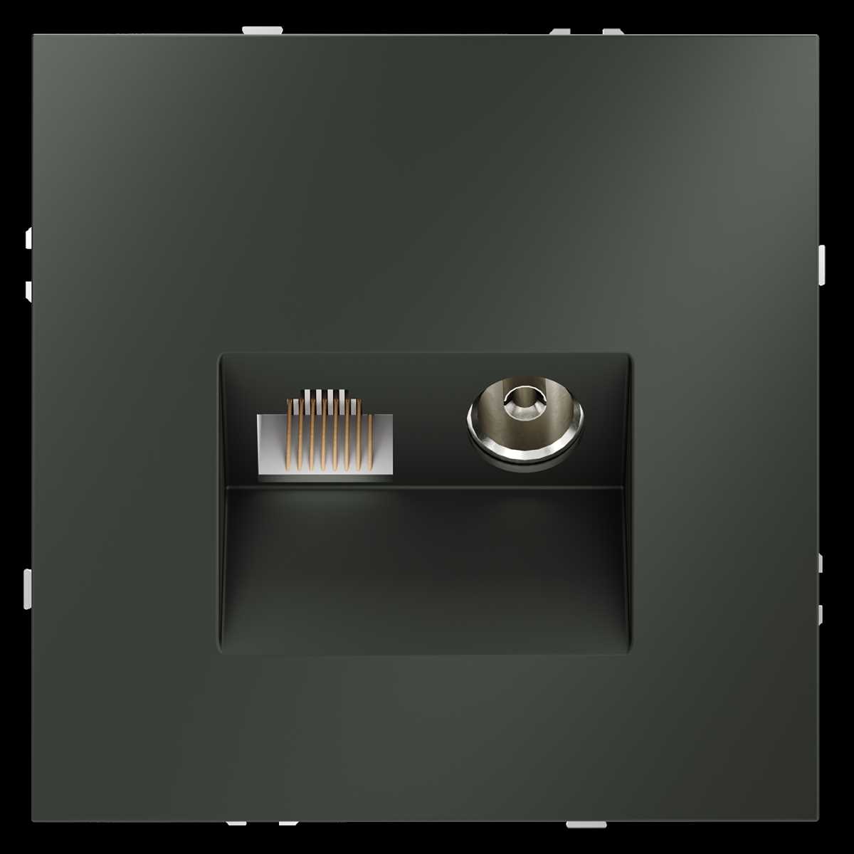 Электротовар Розетка телевизионная встраиваемая S70 TV+RJ45 кат. 6, (титан) Voltum VLS060706 поликарбонат — фото 4