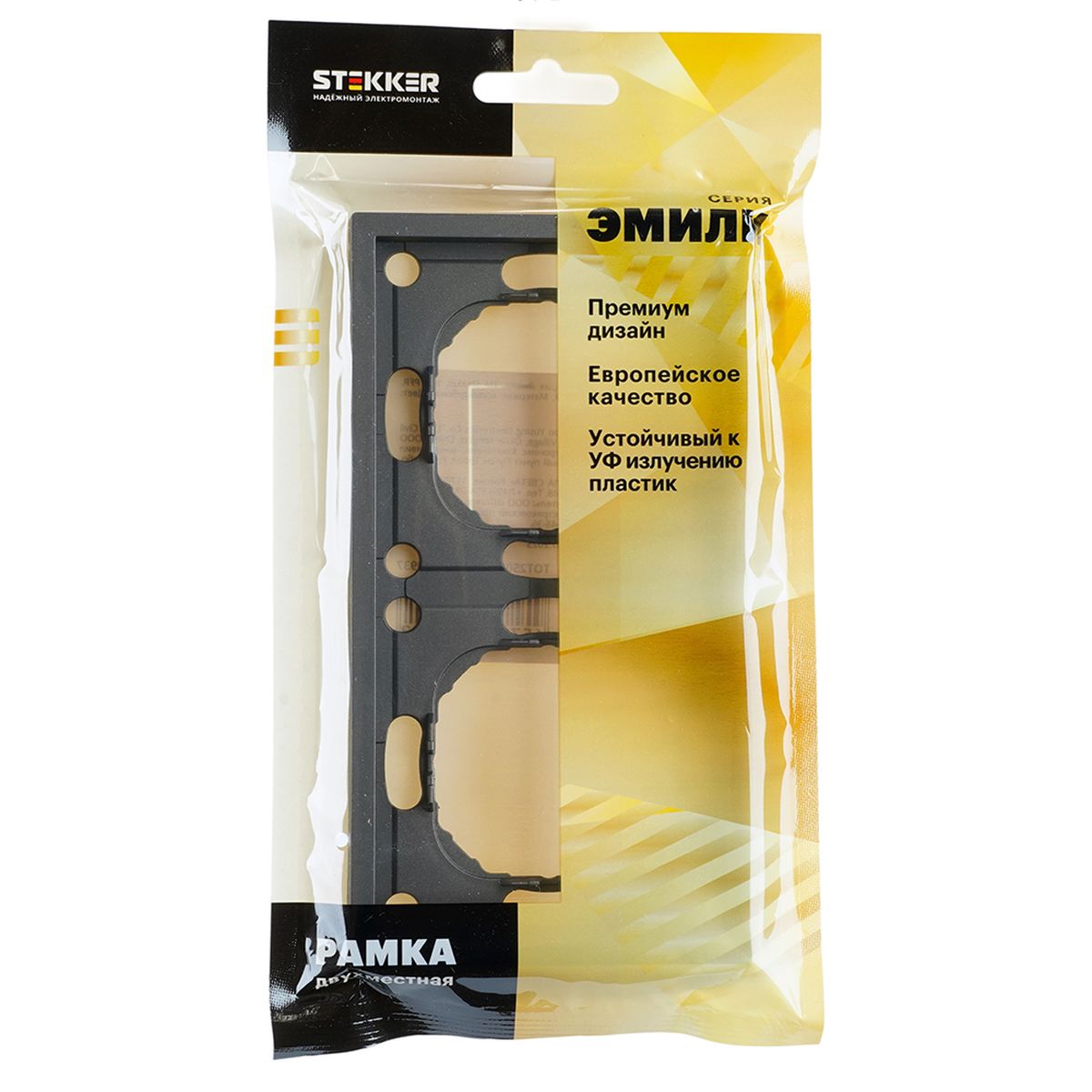 Электротовар Рамка Stekker, PFR00-5002-09 2-местная Эмили, антрацит, soft touch 49937, Серый серый поликарбонат — фото 3