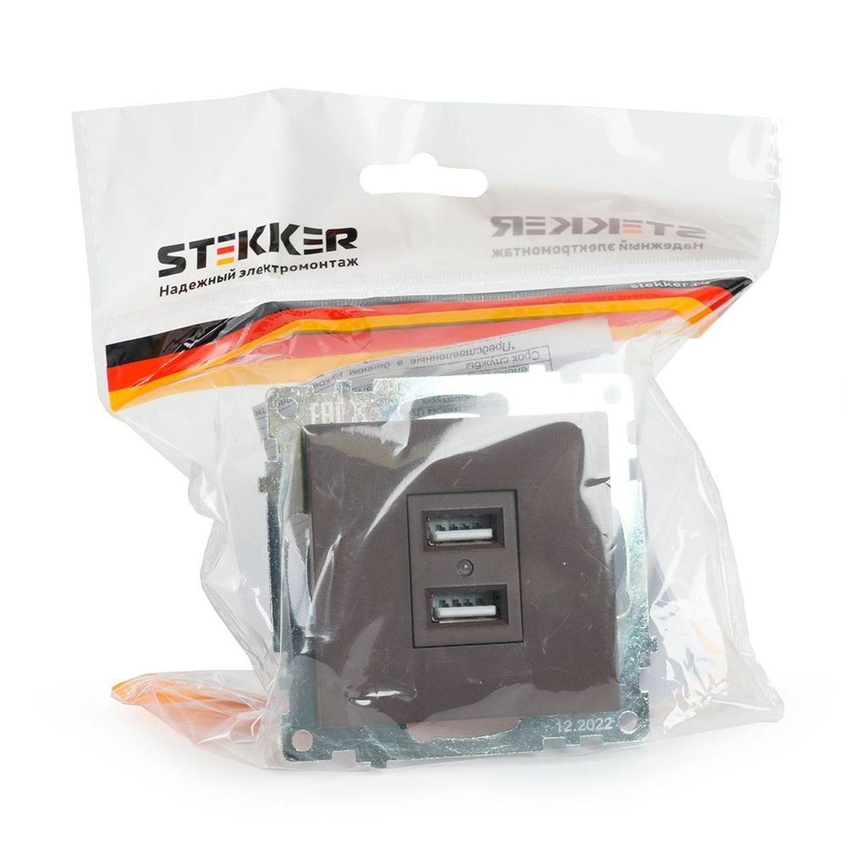Электротовар Розетка двухместная USB Stekker Катрин шоколад GLS10-7115-04 49027, Коричневый коричневый поликарбонат / латунь — фото 3