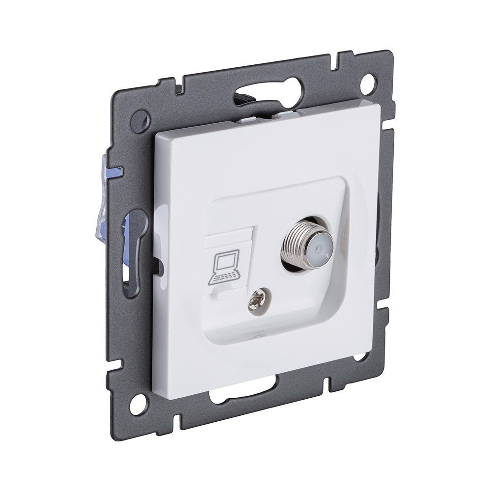 Электротовар Розетка двойная спутниковая SAT + RJ45 Cat.6, белый Kollinger REA-022WH для Aspekt,… белый — фото 2