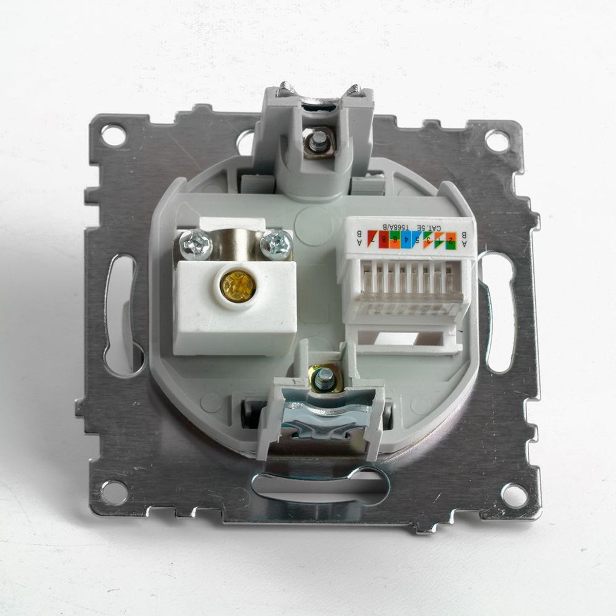 Электротовар Розетка телевизионная TV + компьютерная RJ-45 Stekker Катрин серебро GLS00-7106-03… серебро поликарбонат / латунь — фото 2