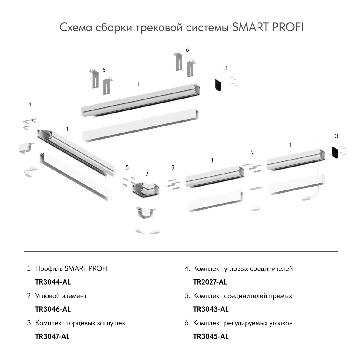 Трековые систем Закладной профиль Denkirs Smart Profi для натяжного потолка TR3044-AL — фото 2