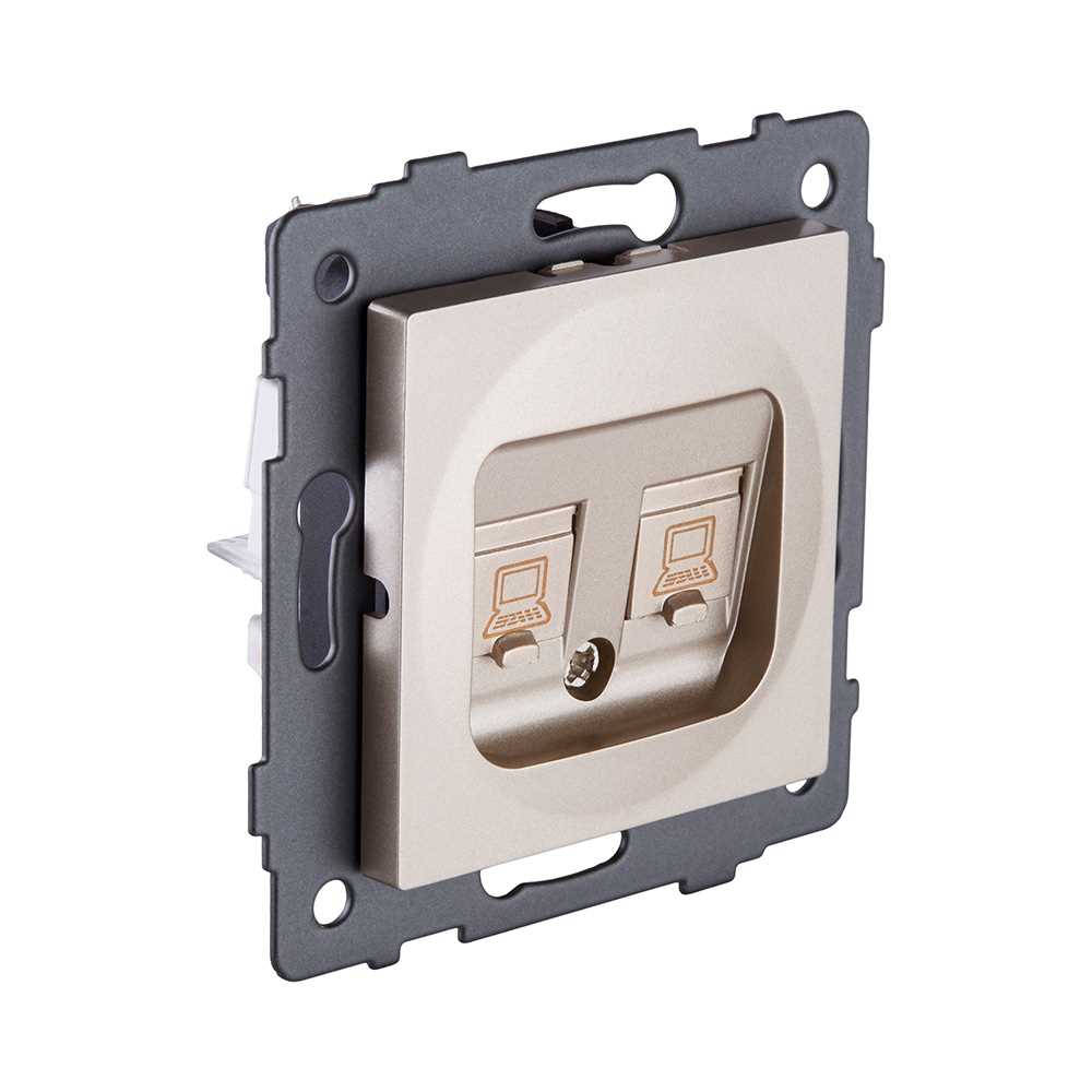 Электротовар Розетка двойная Ethernet RJ45 Cat.5, золотой Kollinger REA-015GD для Aspekt,… золото — фото 2