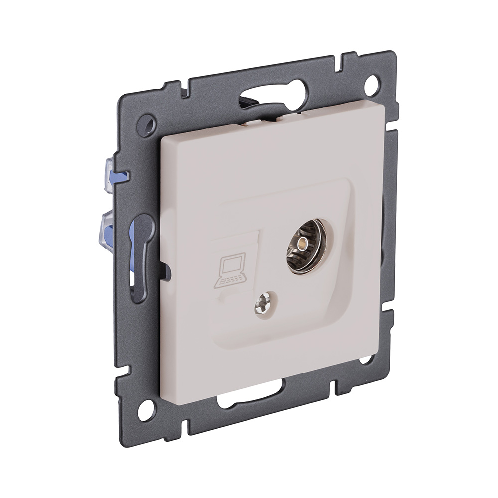 Электротовар Розетка двойная TV (мама) + RJ45 Cat.6, кашемир матовый Kollinger REA-021CM для… бежевый — фото 2
