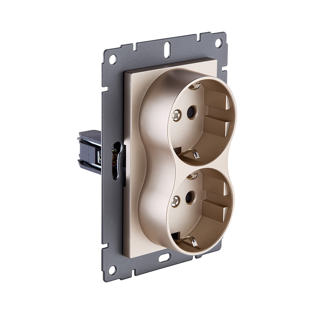 Электротовар Розетка штепсельная SCHUKO двойная 16A / 250 В, золотой Kollinger REA-032GD для… золото — фото 2