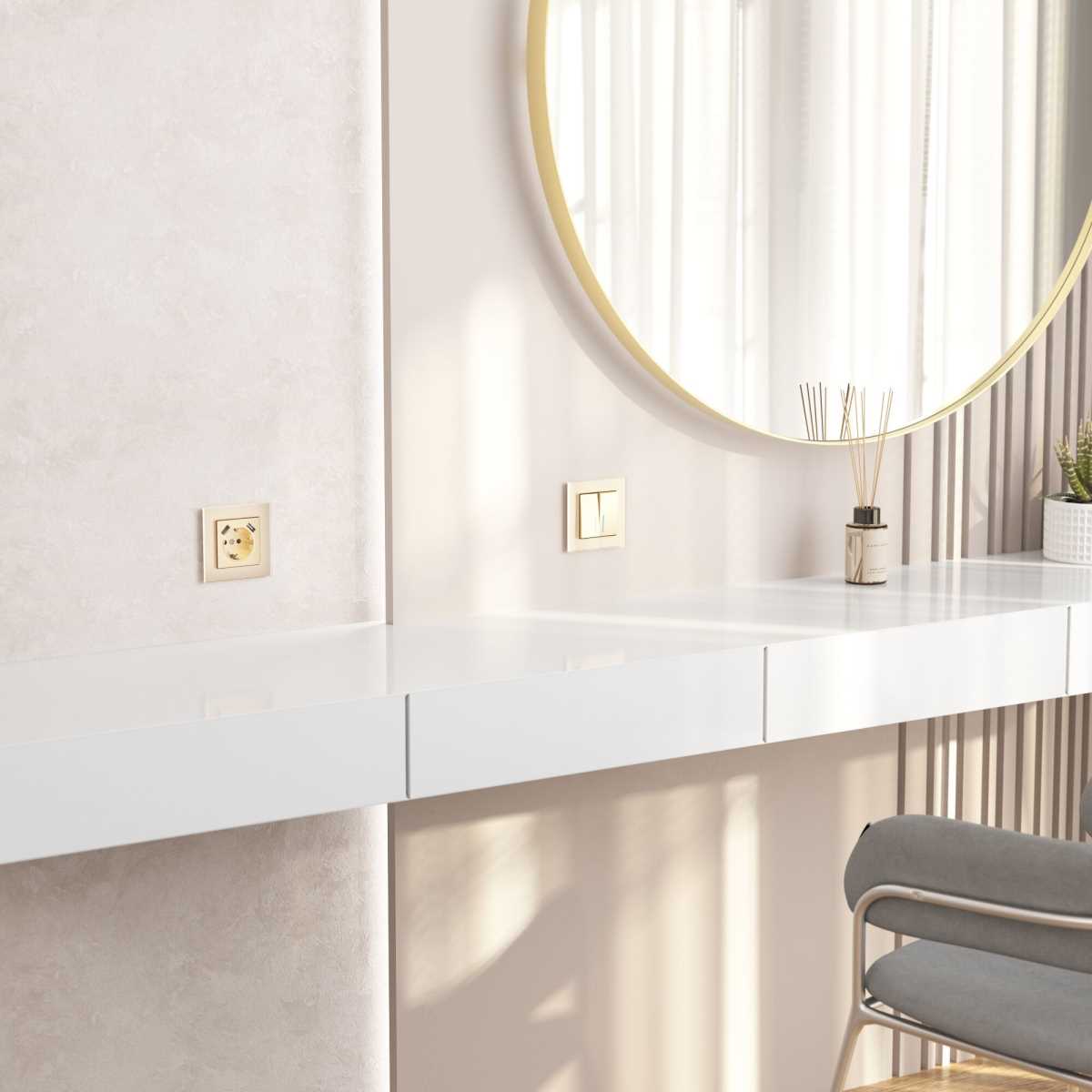 Электротовар Рамка на 1 пост Werkel Favorit шампань W0011111 4690389159497, Бежевый бежевый стеклянные — фото 3