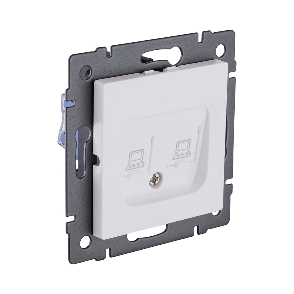 Электротовар Розетка двойная Ethernet RJ45 Cat.6, белый матовый Kollinger REA-019WM для Aspekt,… белый — фото 2