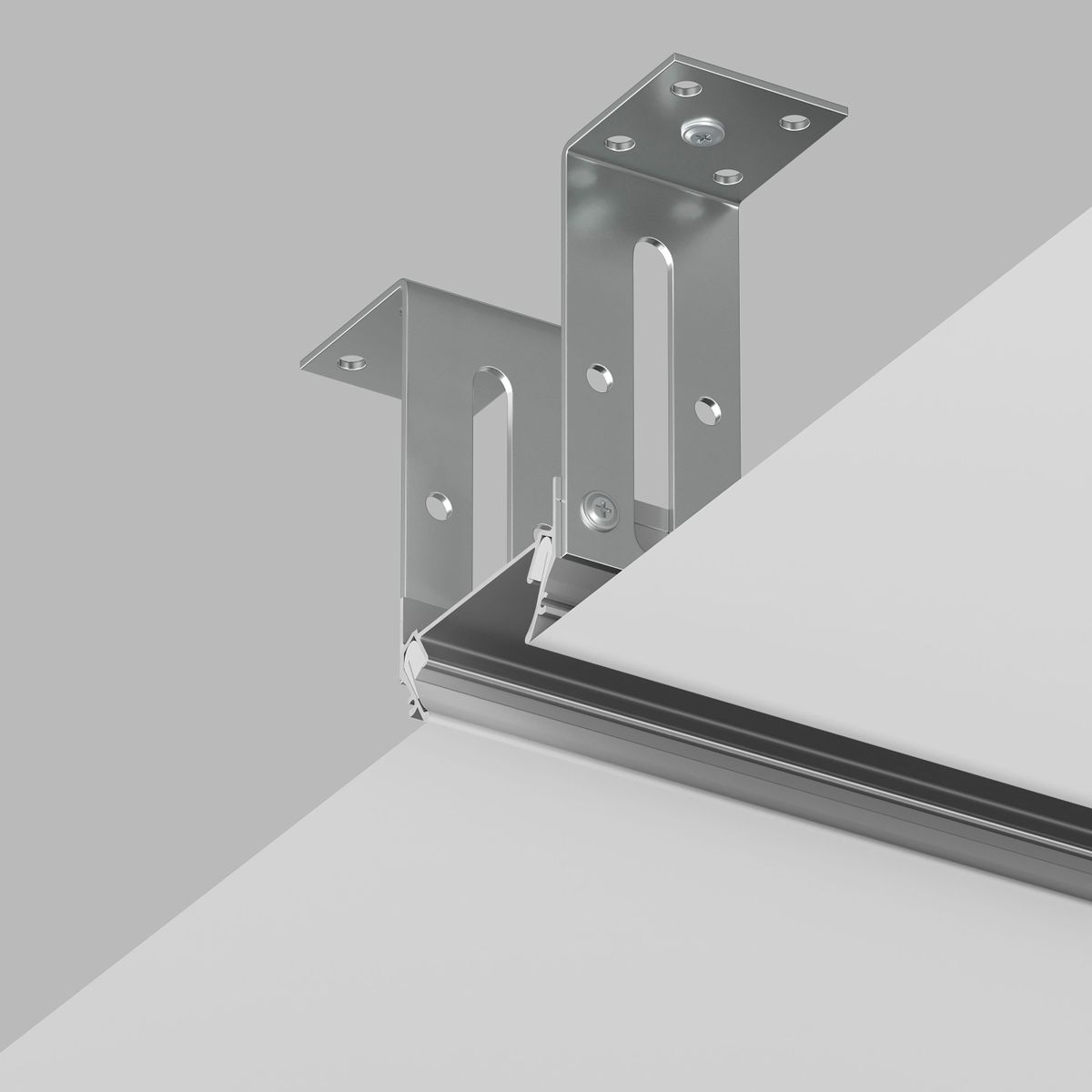 Трековые систем Закладной профиль для натяжного потолка Denkirs Solid Light TR3050-AL, Серый серый металлические / алюминий — фото 5