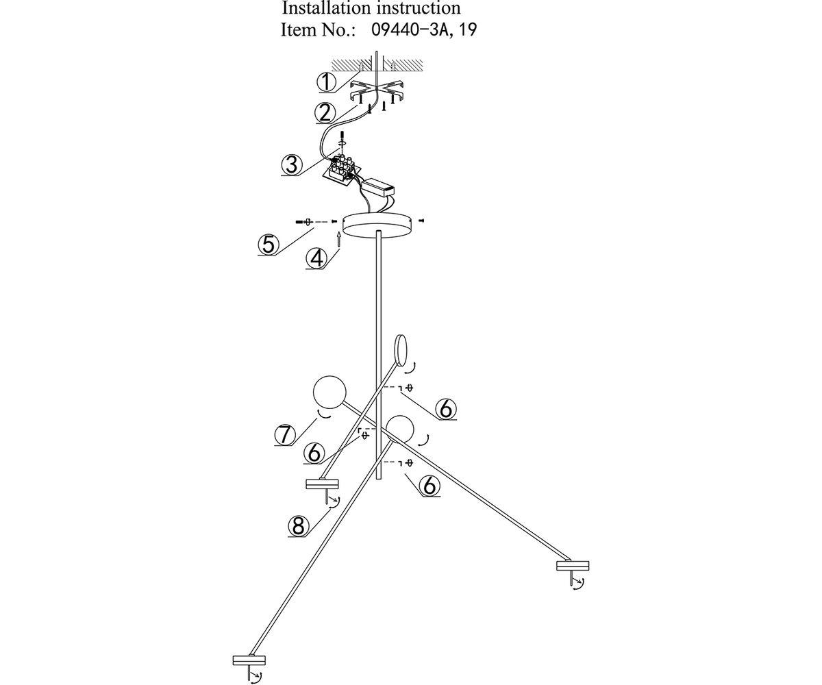 Люстры на штанге Подвесная светодиодная люстра Kink Light Некси 09440-3A,19(), Черный черный металлические / металл / металл, акрил — фото 2