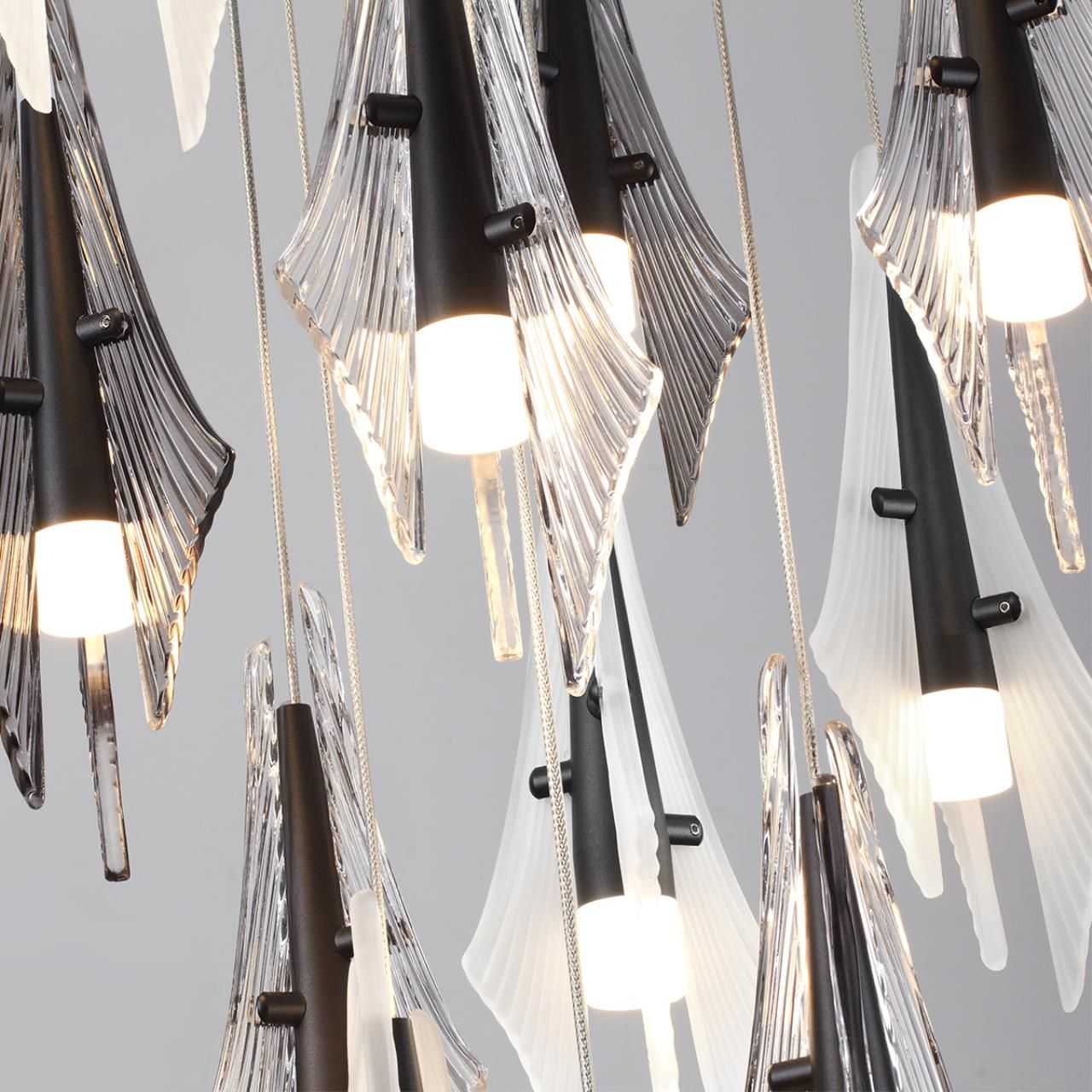 Люстр Каскадная светодиодная люстра Odeon Light Exclusive L-Vision Afalina, Серый серый стеклянные / металл / стекло, акрил — фото 3