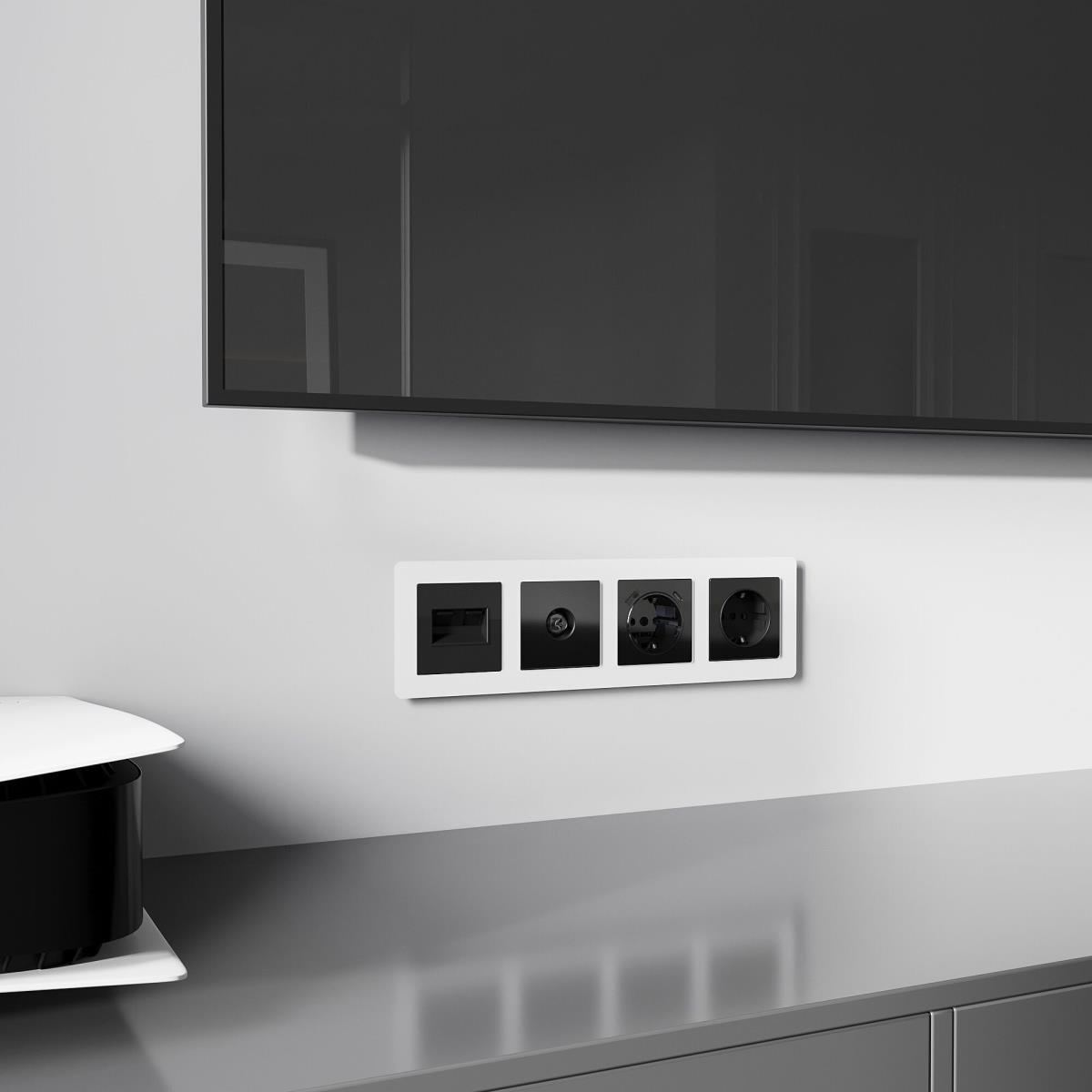 Электротовар Накладка для двойной розетки Еthernet RJ-45 Werkel черный акрил W1191148 4690389197802 черный поликарбонат — фото 3