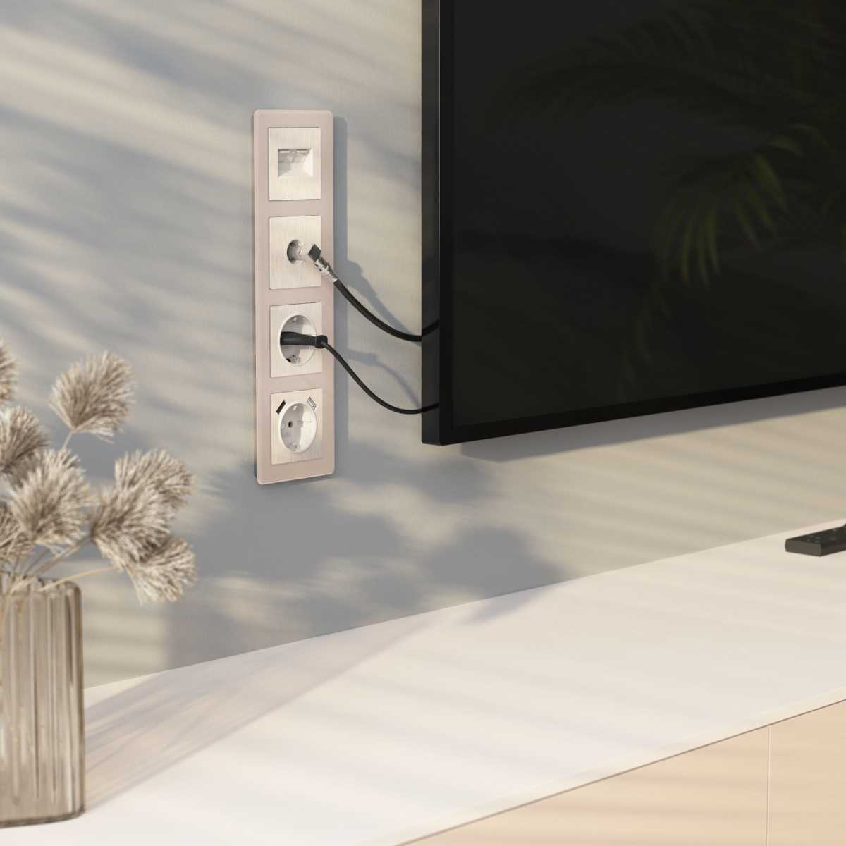 Электротовар Накладка Werkel для двойной розетки Еthernet RJ-45 перламутровый рифленый W1191113… бежевый поликарбонат — фото 3