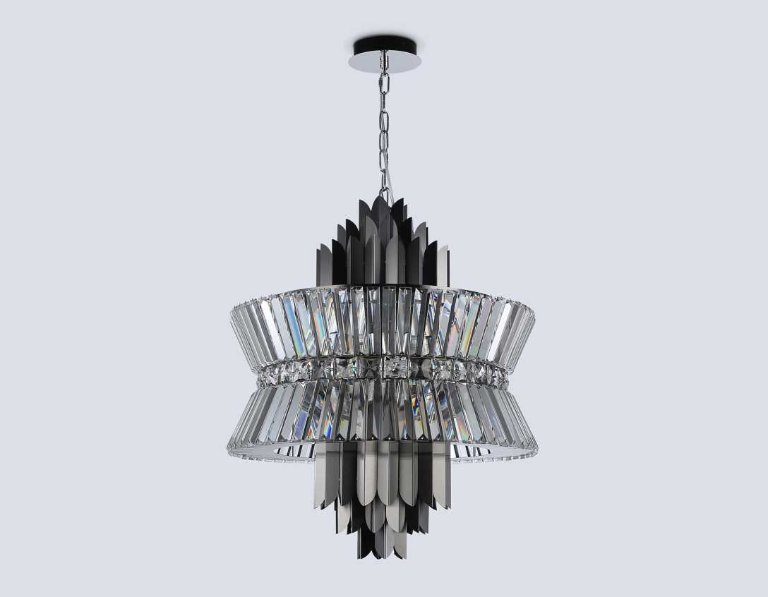Люстры на штанге Люстра с хрусталем Ambrella light High Light, Прозрачный прозрачный металлические / хрусталь — фото 3