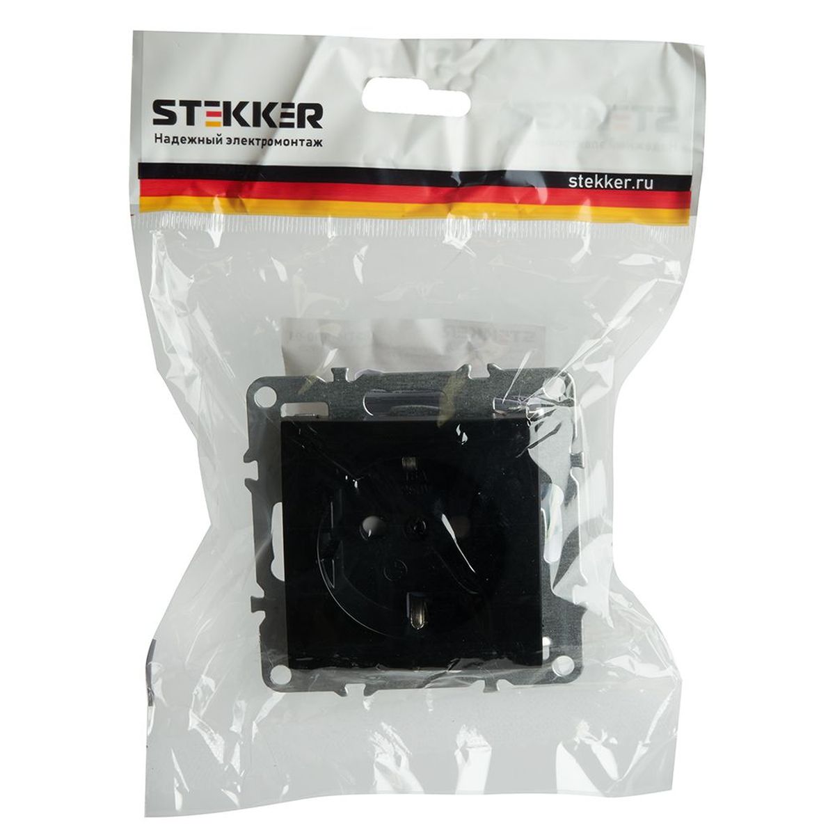Электротовар Розетка 2P+E Stekker Эрна черный PST16-9110-03 49154 черный abs-пластик / латунь — фото 2